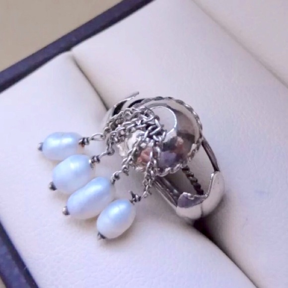 Concho Sterling Silver + Pearl Tassel Ring - Picture 2 of 4